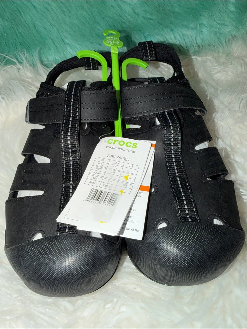 NWT CROCS Black Yukon Fisherman Clogs Mens size 10